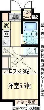 フルールエリカ(ワンルーム/2階)の間取り写真