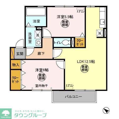 リュミエール(2LDK/2階)の間取り写真