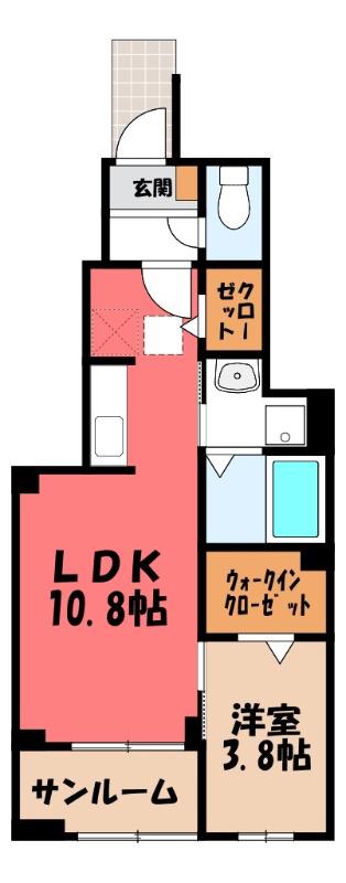 ミルト ブリッサ 大原(1LDK/1階)の間取り写真