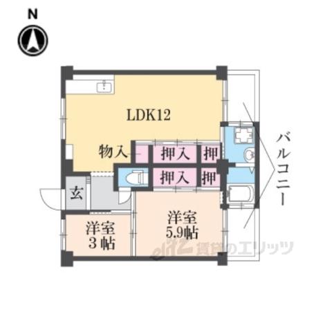 ビレッジハウス見瀬(2LDK/4階)の間取り写真