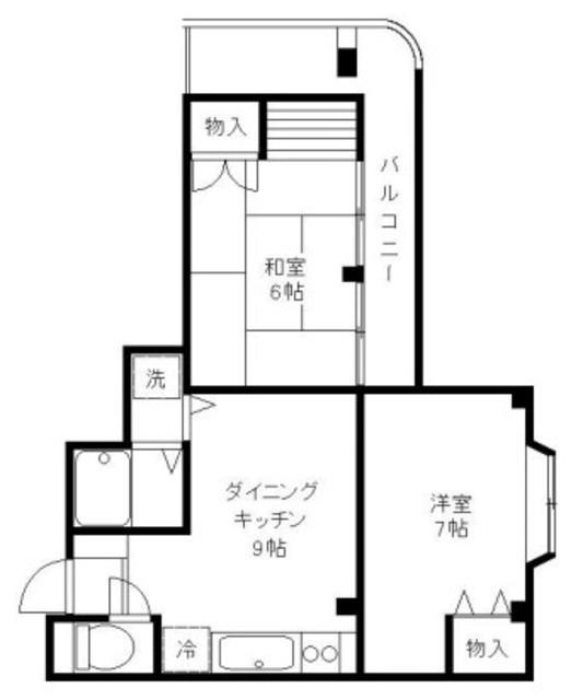 ヌーヴ高幡(2DK/3階)の間取り写真