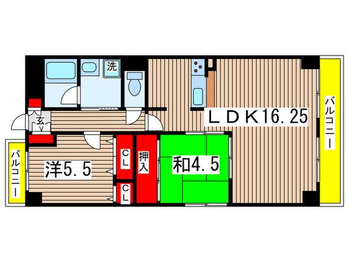 メゾン鶴羽(2LDK/4階)の間取り写真