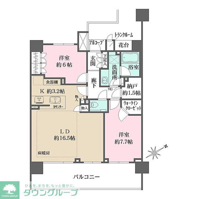 ザ・パークハウス武蔵野中町(2LDK/10階)の間取り写真