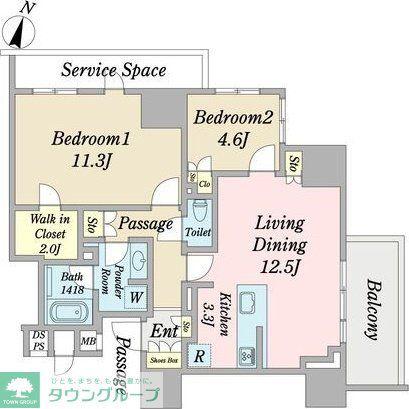 ウエリス覚王山法王町(2LDK/5階)の間取り写真