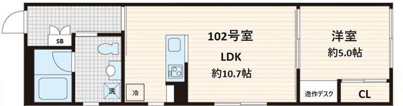 FULLEA白金台(1LDK/1階)の間取り写真