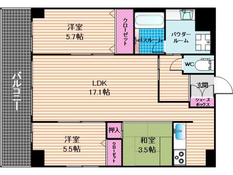 パレフェリシア(3LDK/11階)の間取り写真