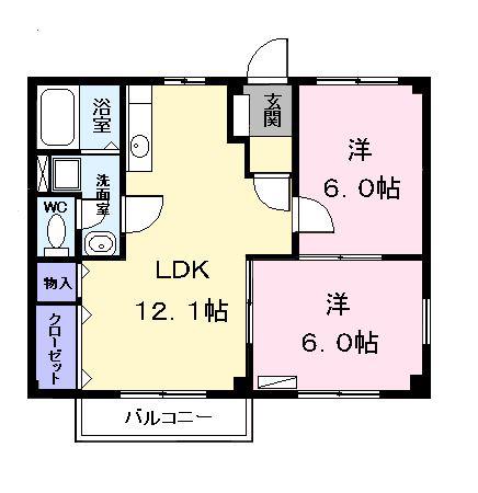 ニューシティ戸田A(2LDK/1階)の間取り写真