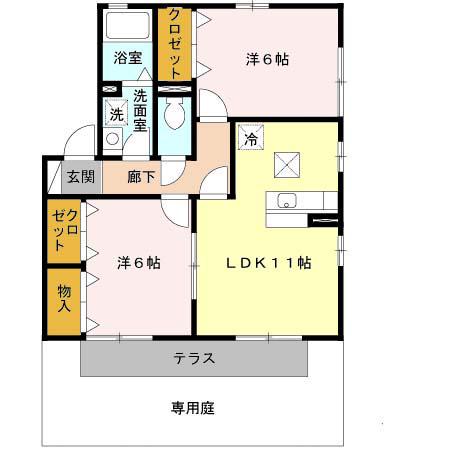 グリーンコート初芝A(2LDK/1階)の間取り写真