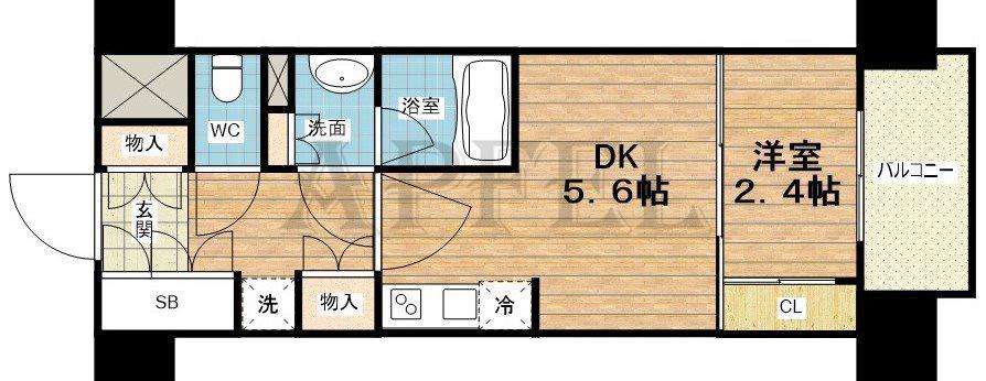 コンフォリア・リヴ南森町Q(1DK/12階)の間取り写真