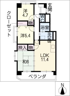 キャッスルノーヴァ名城(3LDK/4階)の間取り写真