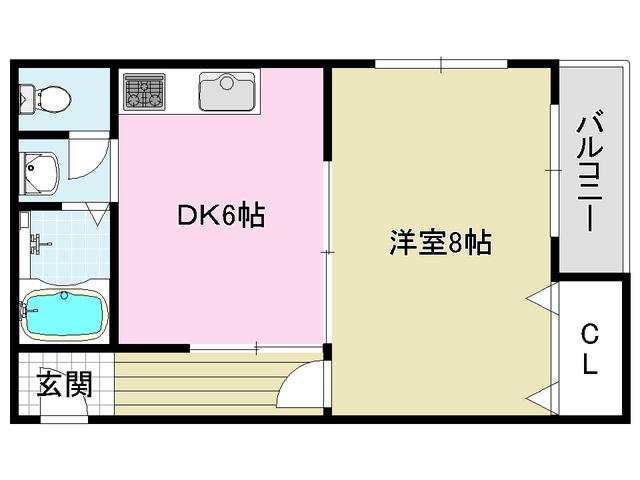 ガーデンパレス茨木(1DK/4階)の間取り写真