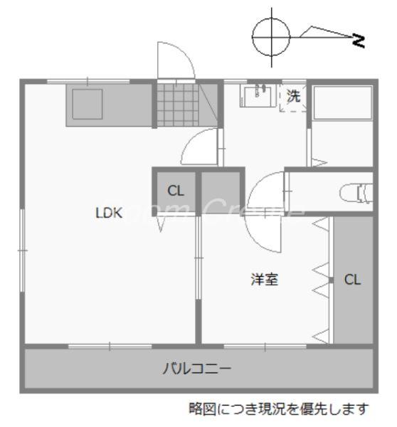 平尾マンション(1LDK/3階)の間取り写真