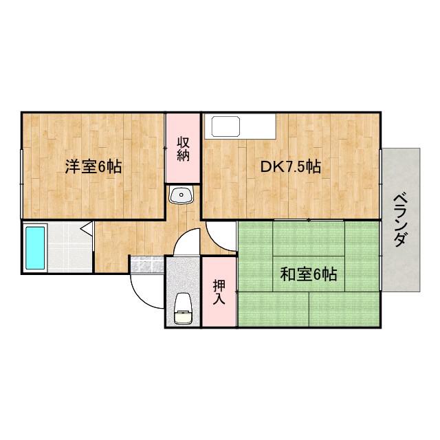 フジイコーポ(2DK/1階)の間取り写真