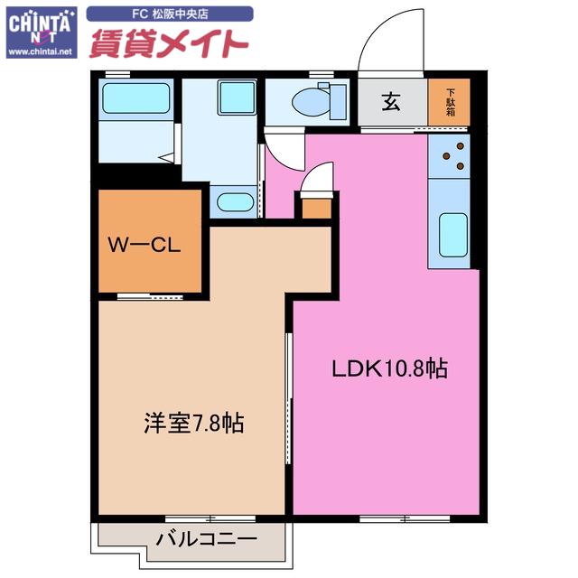 真和荘(1LDK/2階)の間取り写真