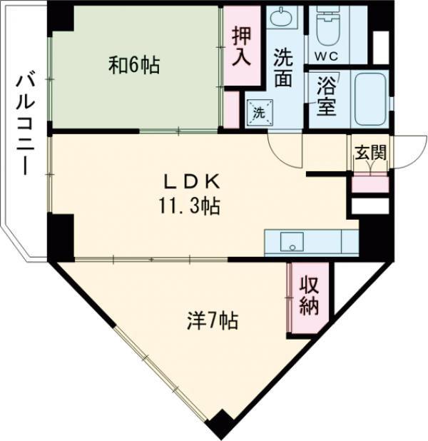 コーポ朝日VII(2LDK/6階)の間取り写真