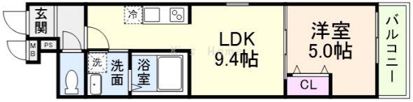 フジパレス神戸神明町(1LDK/1階)の間取り写真