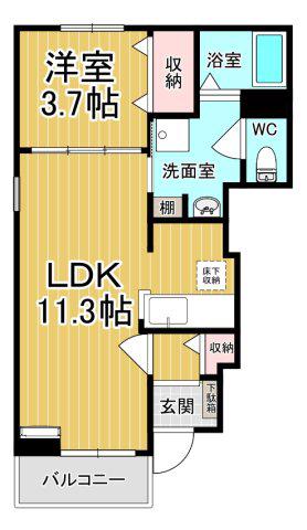 ノーブル(1LDK/1階)の間取り写真