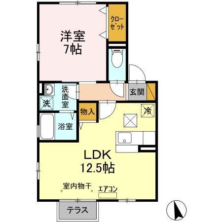 ロイヤルヒルズJ(1LDK/1階)の間取り写真