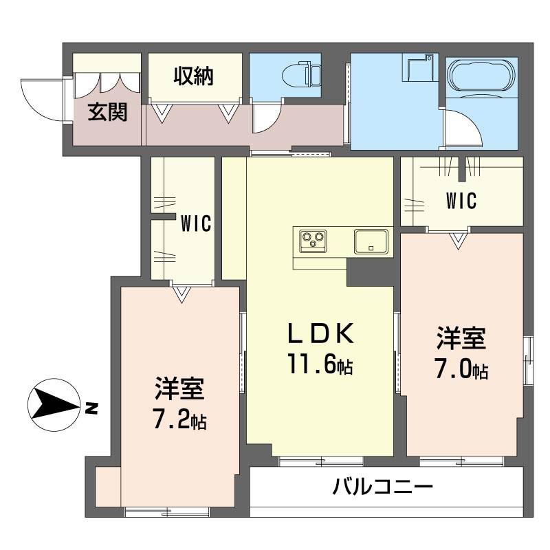 リックス エクラージュ(2LDK/1階)の間取り写真