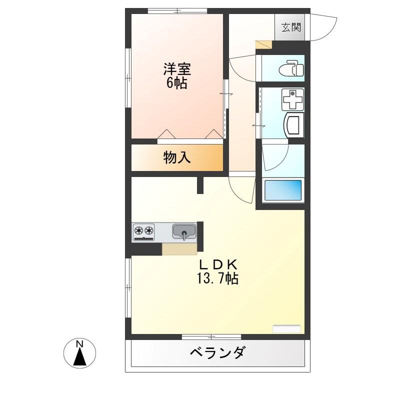 メープルヒルズ(1LDK/1階)の間取り写真