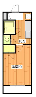 サンパークIWATA(1K/1階)の間取り写真