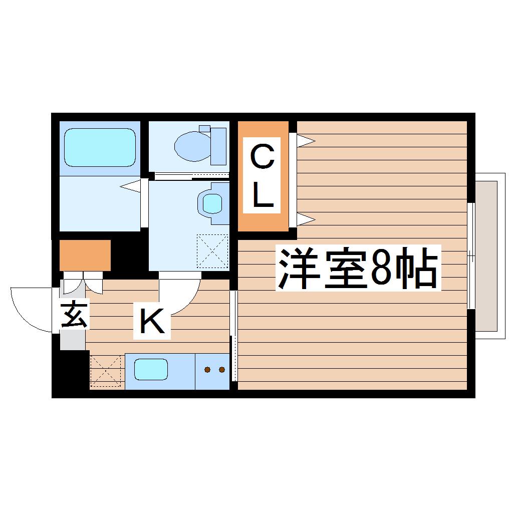 クローバーリラ(1K/1階)の間取り写真