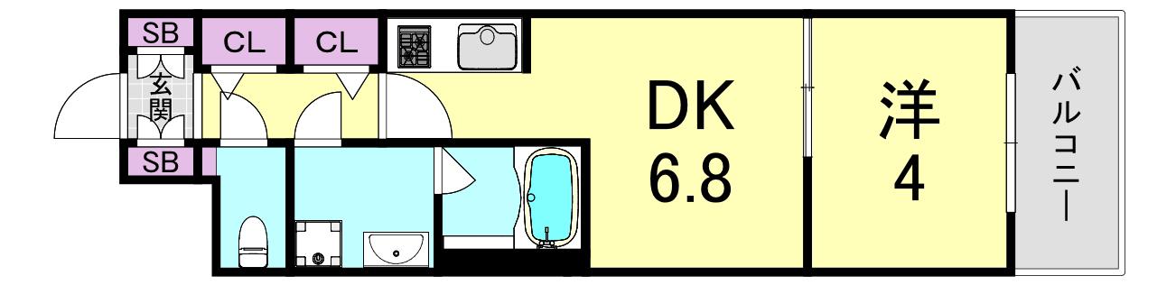 レオンコンフォート難波南(1DK/7階)の間取り写真
