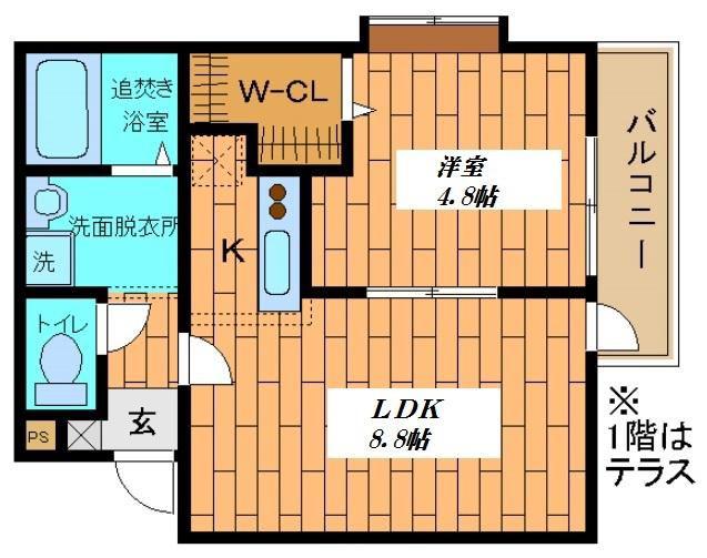 ボナール(1LDK/2階)の間取り写真