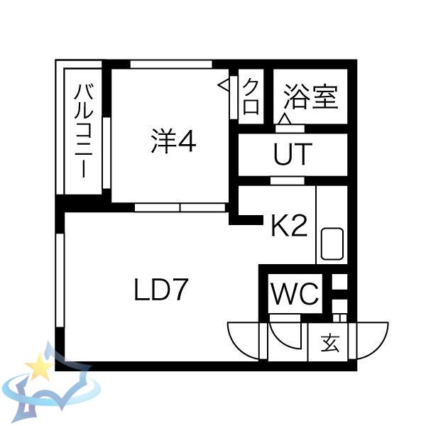 RAFFINE大通東PREMIUM(1LDK/2階)の間取り写真