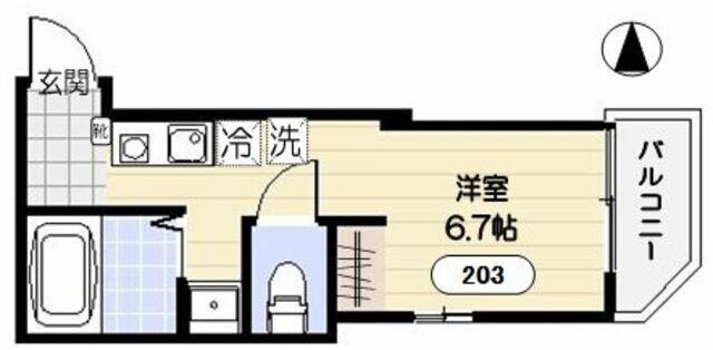 ベルビューアベニュー元住吉(ワンルーム/2階)の間取り写真