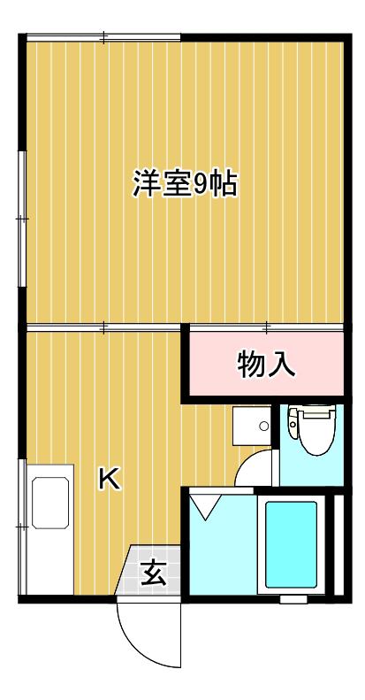 交詢ハイツB(1K/2階)の間取り写真