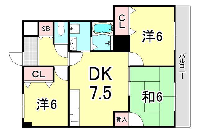 アメニティA・N(3DK/1階)の間取り写真