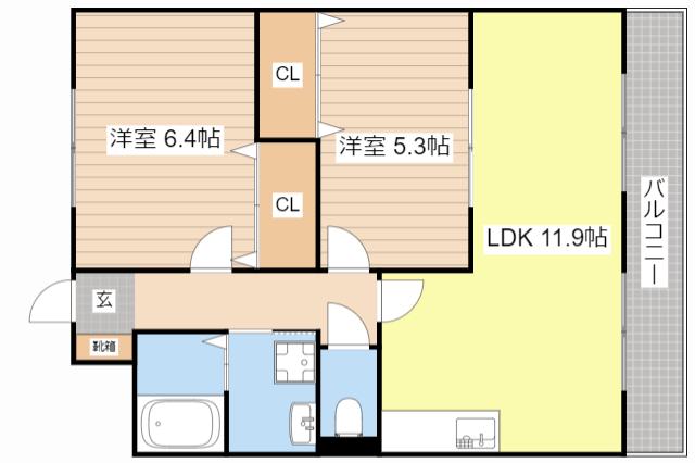 アースマーシマンションII(2LDK/2階)の間取り写真