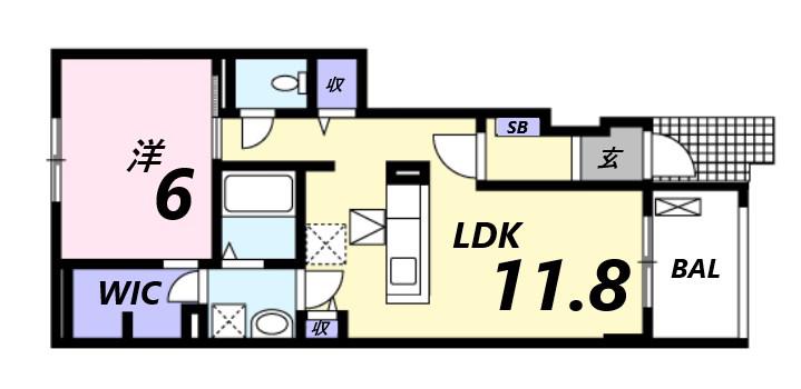 メゾンリヴィエールI(1LDK/1階)の間取り写真