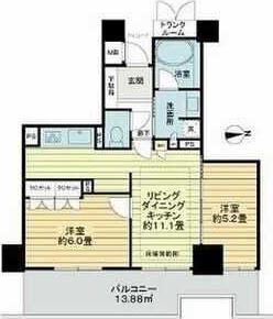 岐阜シティタワー43(2LDK/24階)の間取り写真
