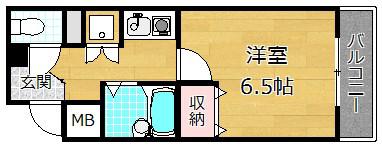 ブライティミル(1K/1階)の間取り写真