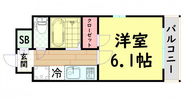 ドエル南堀江1番館(1K/4階)の間取り写真