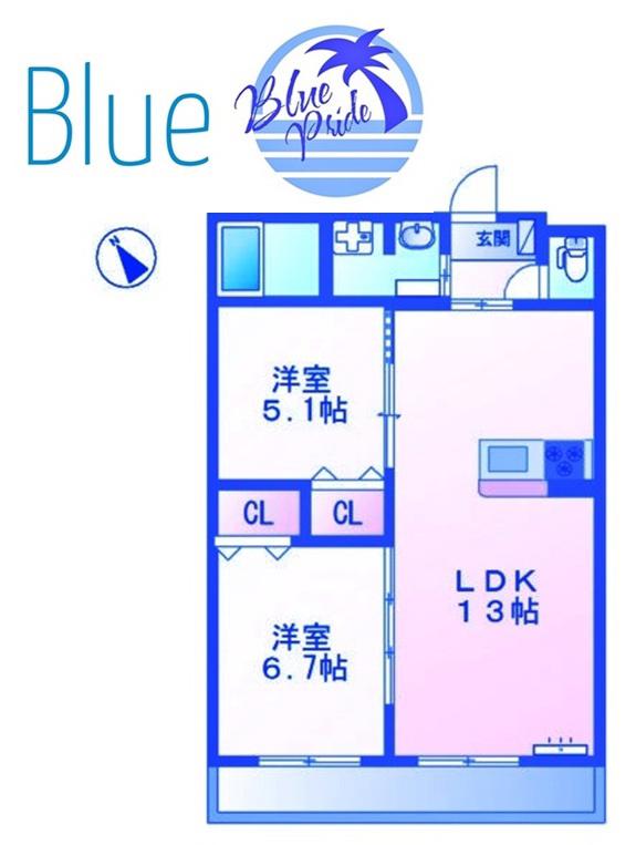 シャイン湘南(2LDK/3階)の間取り写真