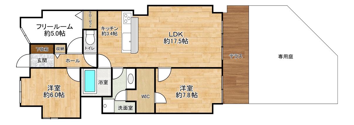 パレシェール千里山西(2LDK/1階)の間取り写真