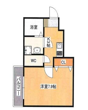 COCO RIZE A棟 (1K/1階)の間取り写真