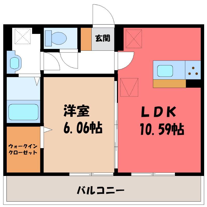 アルファベットI(1LDK/1階)の間取り写真