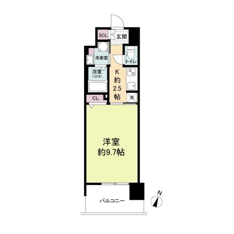 LASANTE観音本町(1K/2階)の間取り写真