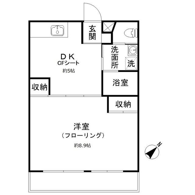 グランベル松陰(1DK/3階)の間取り写真