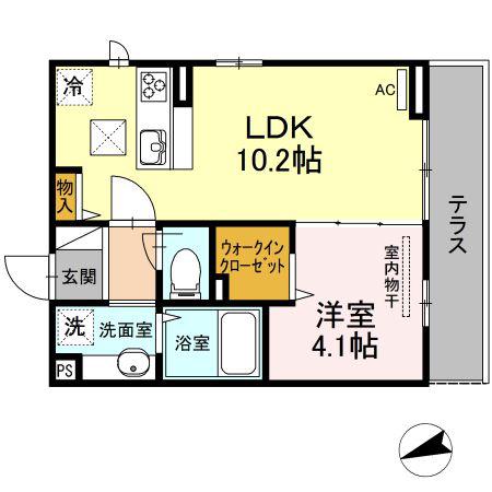 アルトプエンテ(1LDK/1階)の間取り写真