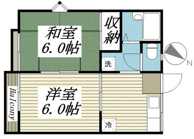 ドエル泉(2DK/2階)の間取り写真