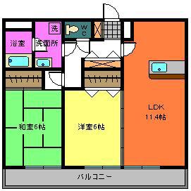 フロラシオン(2LDK/3階)の間取り写真