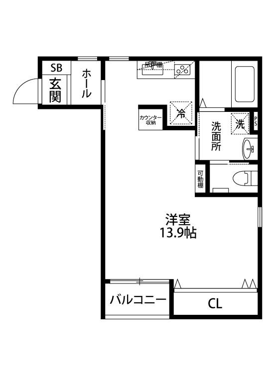 ボンモマン白山(ワンルーム/1階)の間取り写真