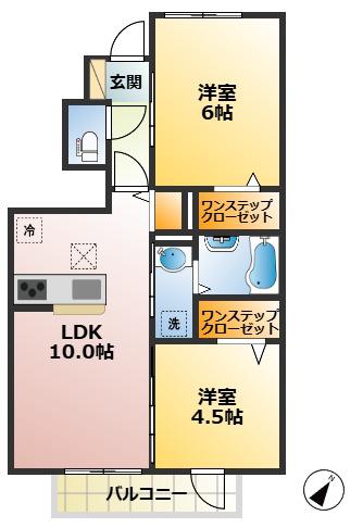 EL CIELO(2LDK/1階)の間取り写真