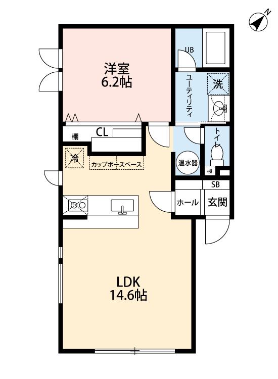 プリマードはまなすII(1LDK/2階)の間取り写真