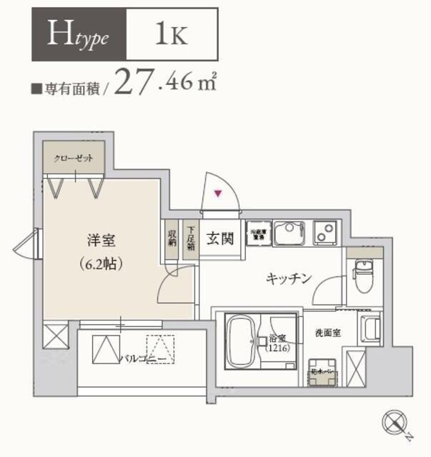 プライマル月島(1K/6階)の間取り写真